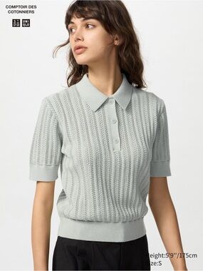Comptoir Des Cotonniers x Uniqlo Cotton Pointelle Polo Sweater (Sz S)